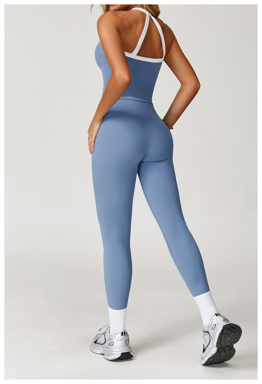 Nude Feel Yoga Pants High Waist Contrast Color Quick Drying Trousers Sports Running Fitness Sports Tights - Iyanka