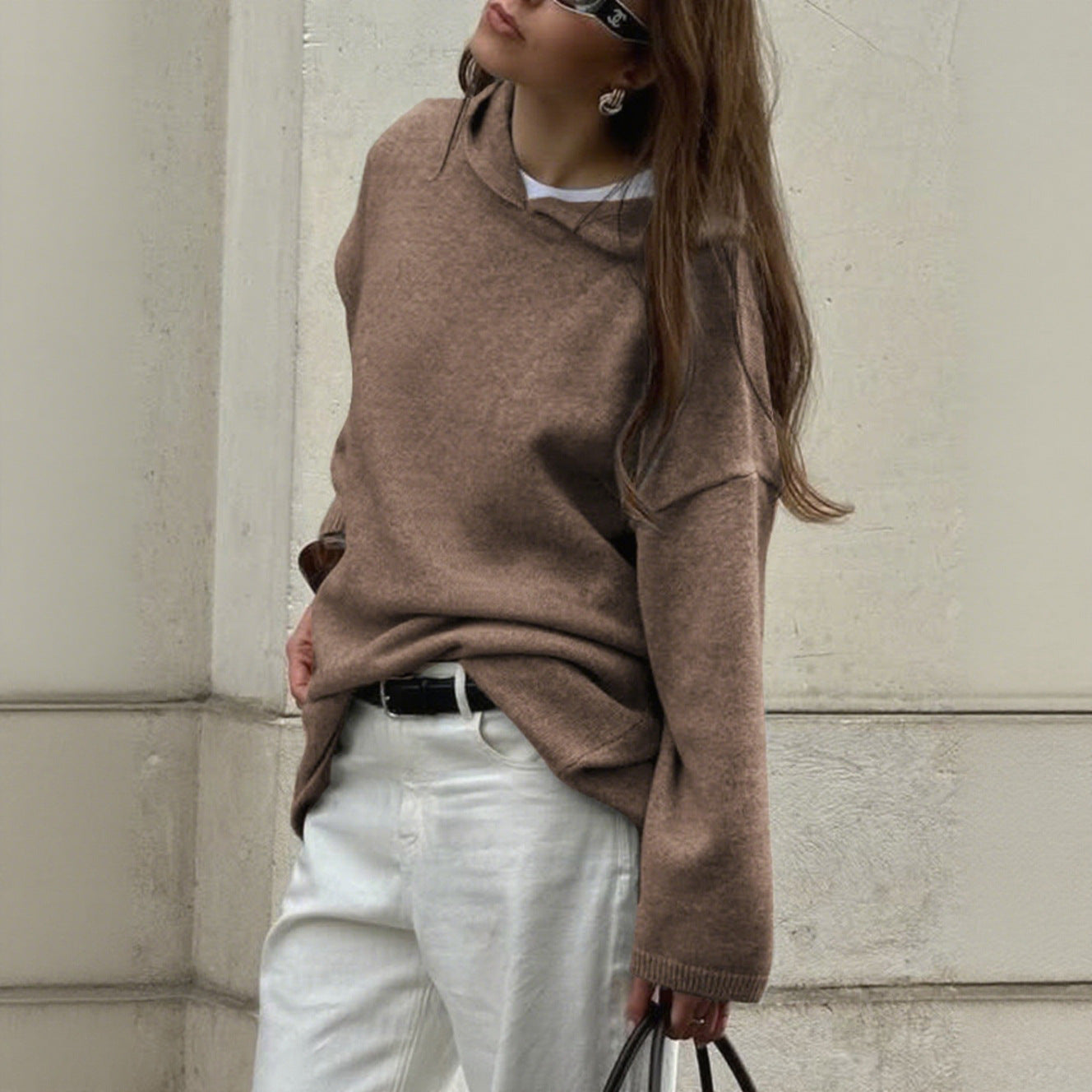 Casual Minimalist Long Sleeve Hooded Sweater Woolen - Iyanka