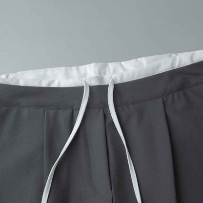 Loose Spring Faux Two-Piece Lace-Up Office Work Trousers