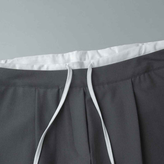 Loose Spring Faux Two-Piece Lace-Up Office Work Trousers