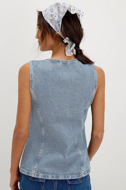 Casual Slim Fit Buttoned Women Clothing Denim Sleeveless Vest - Iyanka