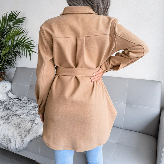 Autumn Winter Single Breasted Woolen Coat Outerwear Women Clothing - Iyanka