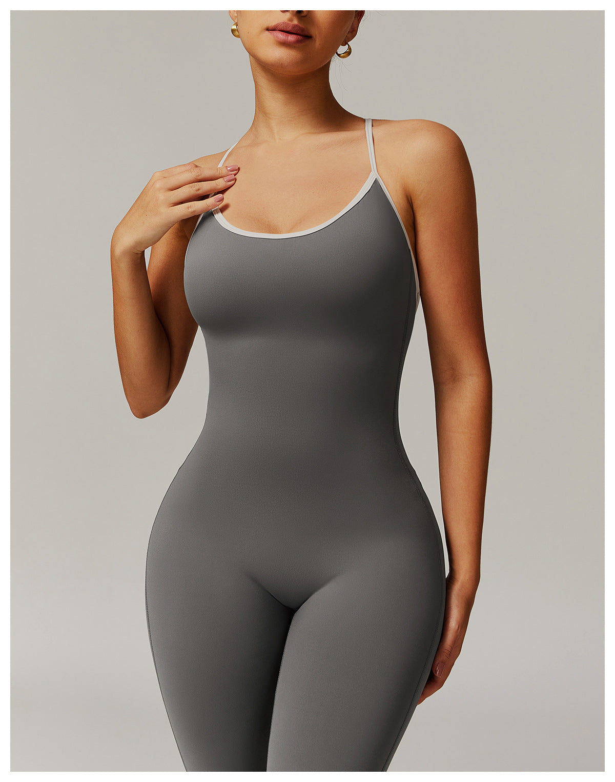 Nude Feel Cross Beauty Back Yoga Jumpsuit Pleated Slightly Pull Running Sports Fitness Horn Jumpsuit - Iyanka