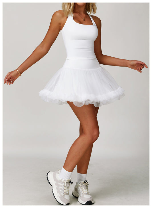 Summer Anti Exposure Base High Waist Tennis Skirt Casual A line Skirt Mesh Sports - Iyanka