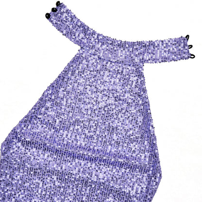 Summer Elegant Slim Women Dress Sexy Backless Sleeveless Sequined Sheath Dress