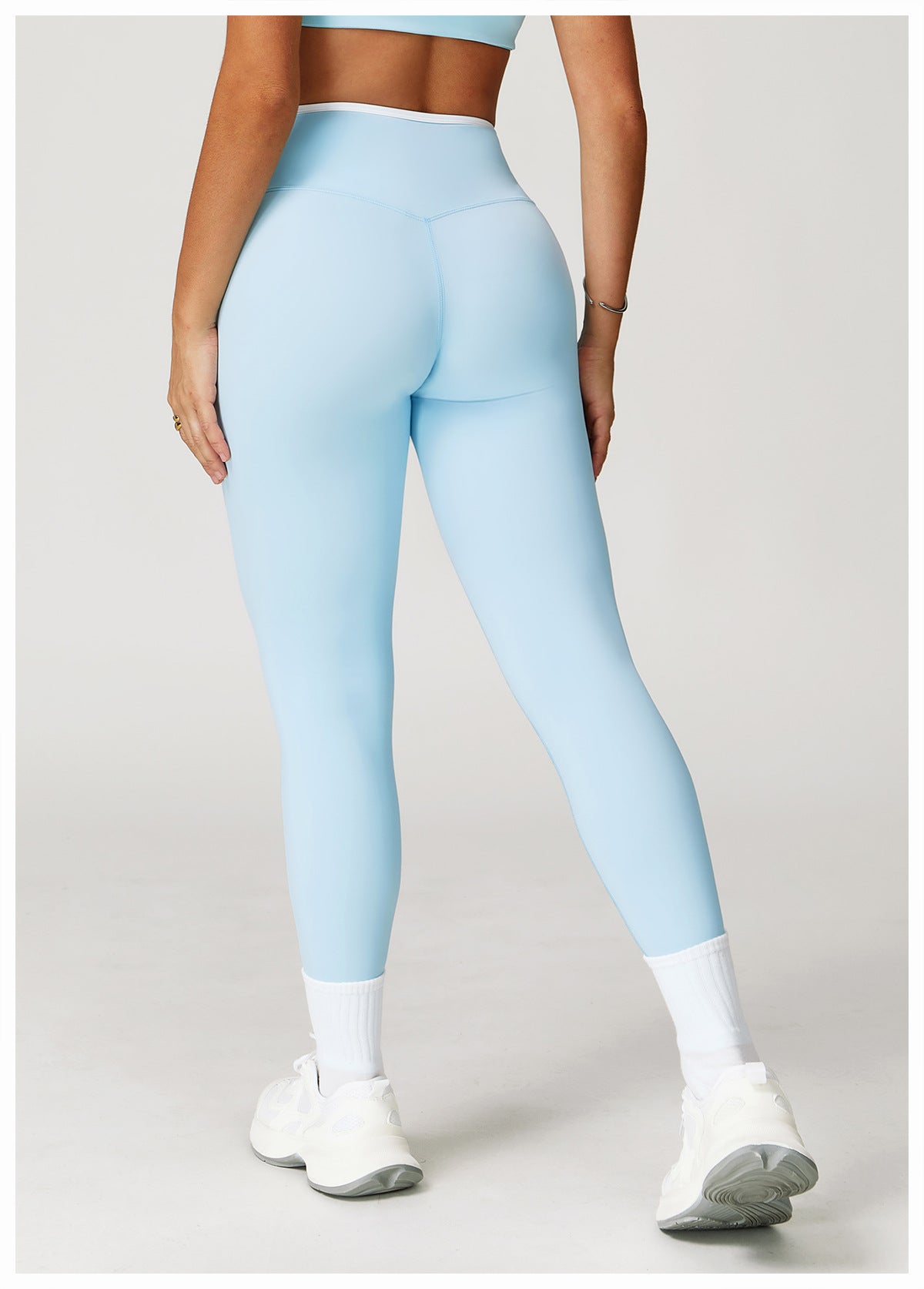 Nude Feel Skinny Yoga Pants Cross High Waist Contrast Color Tights Women Sports Running Fitness Pants - Iyanka