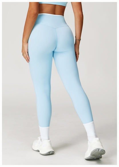 Nude Feel Skinny Yoga Pants Cross High Waist Contrast Color Tights Women Sports Running Fitness Pants - Iyanka