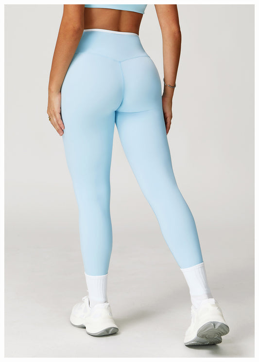 Nude Feel Skinny Yoga Pants Cross High Waist Contrast Color Tights Women Sports Running Fitness Pants - Iyanka