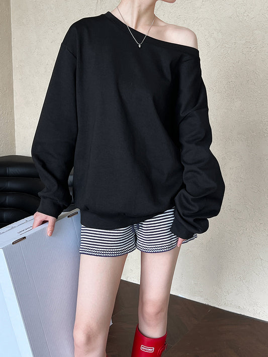 Loose off Shoulder Sweater Women Spring Loose Lazy off Shoulder off Shoulder Top - Iyanka