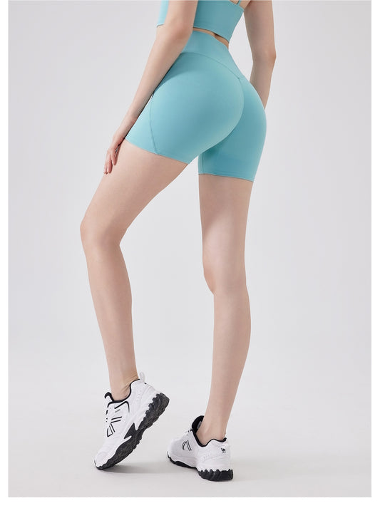 Nude Feel Three Points High Elastic Tight Bum Lift Shorts Women Yoga Workout Clothes Belly Contracting Exercise Running Training Pants - Iyanka