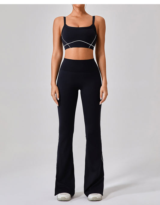 Summer High Waist Tight Nude Feel Hip Lifting Yoga Bell Bottom Pants Women Dance Fitness Outdoor Sports Split Trousers - Iyanka