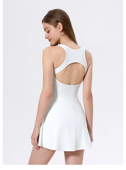 Two Piece Sets Nude Feel Sports Dress Back Shaping Safety Leggings Outdoor Running Fitness Tennis Skirt - Iyanka