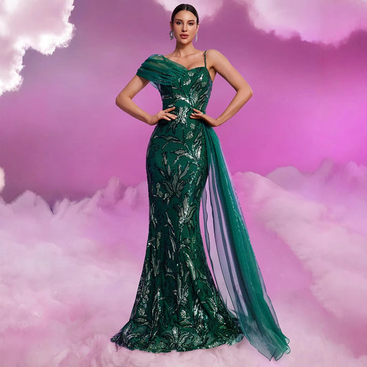 Elegant Sequin Ribbon V neck Strap Elegant Gorgeous Noble Cocktail Formal Dinner Dress - Iyanka