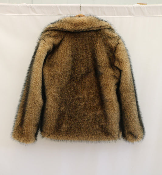 Women Fur Coat Imitated Mink Fur Collared Coat Winter Windproof Warm Loose Velvet Trench Coat plus Size - Iyanka