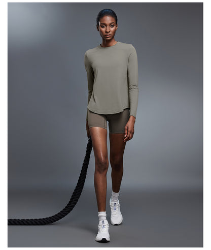 Autumn Crew Neck Yoga Clothes T shirt Loose Slimming Workout Top Casual All Match Sports Long Sleeve Women - Iyanka