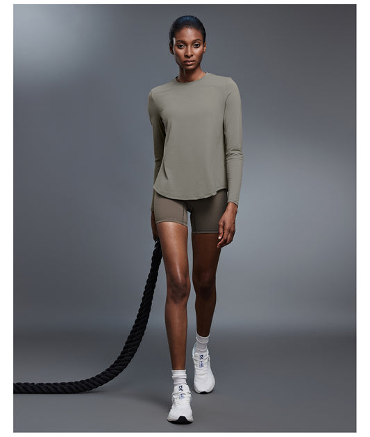 Autumn Crew Neck Yoga Clothes T shirt Loose Slimming Workout Top Casual All Match Sports Long Sleeve Women - Iyanka
