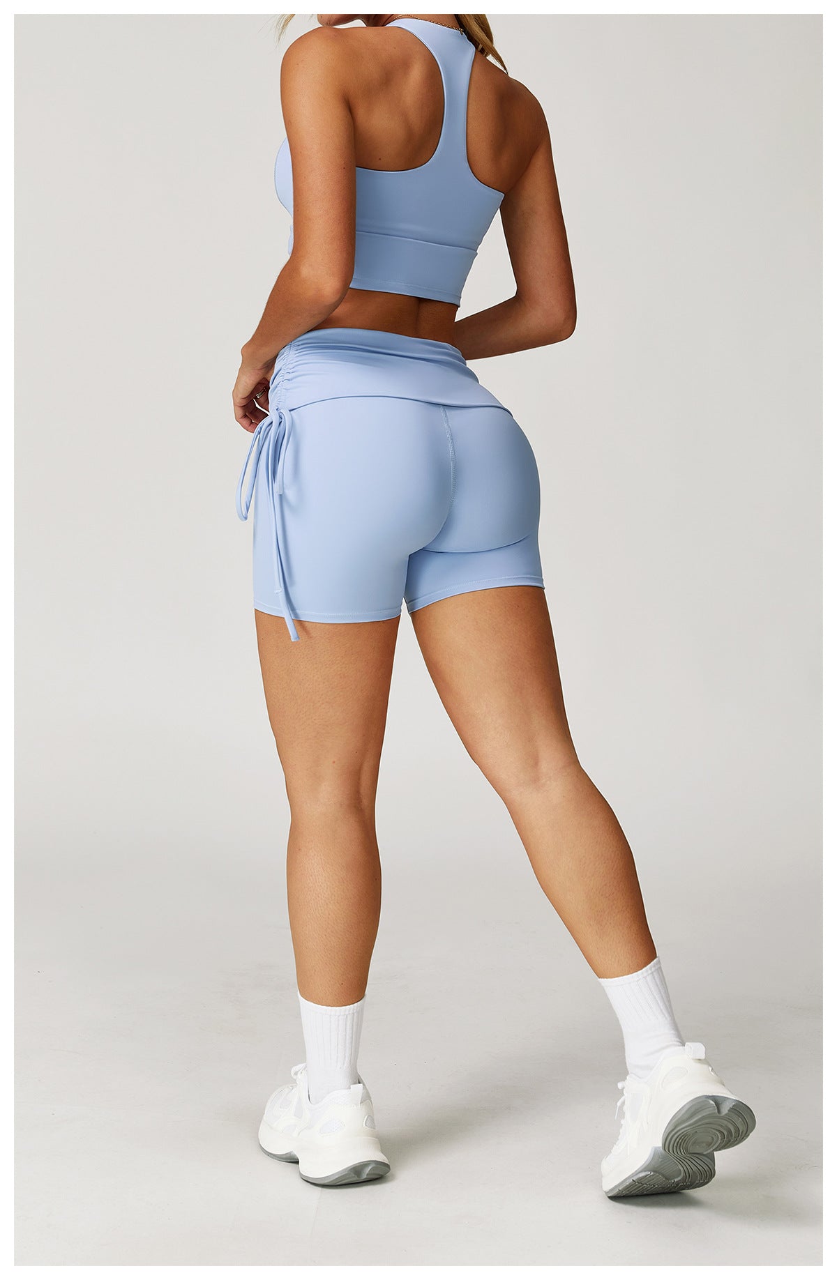 Waist Turning Nude Feel Tight Yoga Shorts Drawstring Outerwear Casual Pants Pilates Sports Shorts for Women - Iyanka