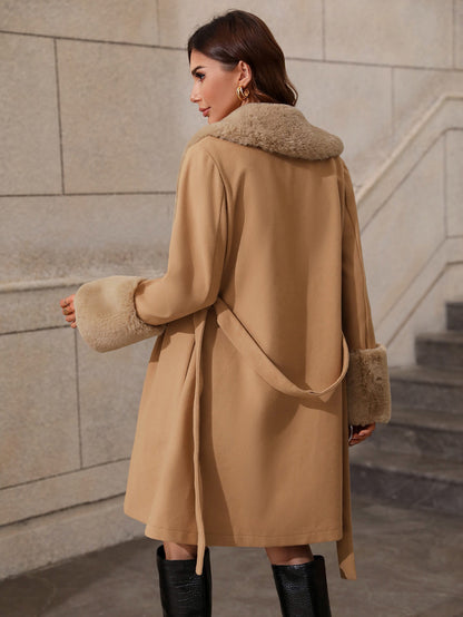Women Clothing Mid Length Collared Cardigan Single Breasted Strap Trench Coat for Women - Iyanka