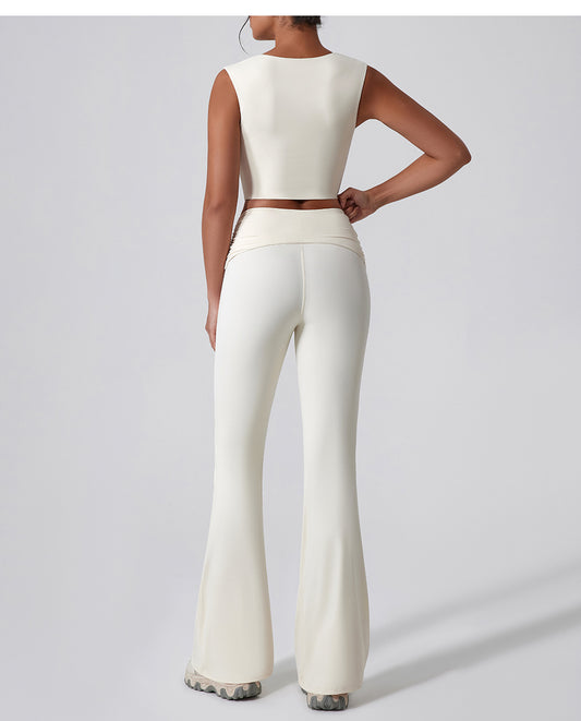 Wide Leg Tight Nude Feel Hip Lifting Yoga Bell Bottom Pants Dance High Waist Micro Pull Quick Drying Casual Sports Trousers Women - Iyanka