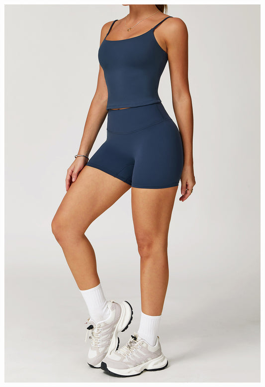 Brushed Yoga Vest Hollow Out Cutout Back Double Shoulder Strap Sports Vest Running Fitness Top Women - Iyanka