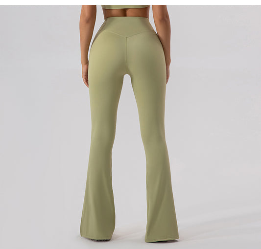 High Waist Skinny Outerwear Sweatpants Dance Nude Feel Hip Lifting Yoga Bell Bottom Pants Skinny Running Wide Leg Pants Women - Iyanka