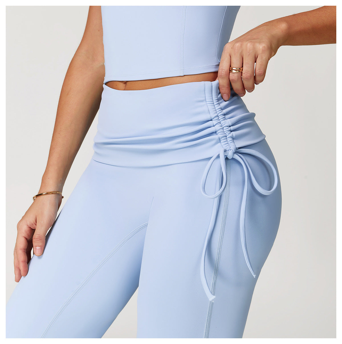 Folding High Waist Flared Pants Nude Feel Wide Leg Slimming Trousers Outdoor Running Fitness Sports Flared Pants - Iyanka