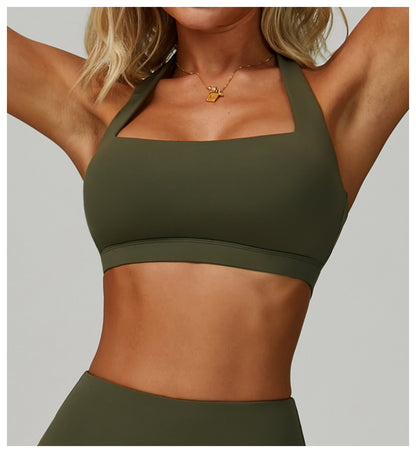 Summer Halter Cloud Sense Yoga Bra Hollow Out Cutout Beauty Back Yoga Clothes Running Fitness High Strength Sports Underwear - Iyanka