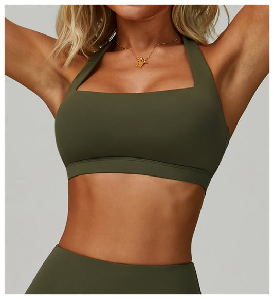 Summer Halter Cloud Sense Yoga Bra Hollow Out Cutout Beauty Back Yoga Clothes Running Fitness High Strength Sports Underwear - Iyanka