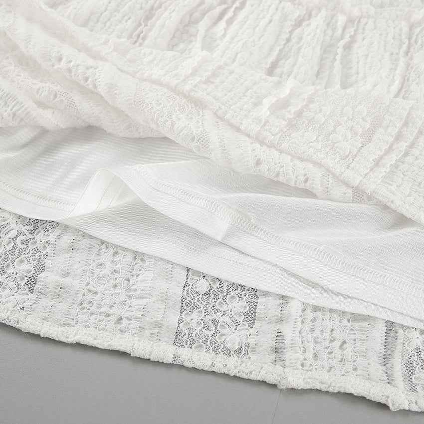 White Lace Casual Vacation A line Skirt Spring Summer Simplicity Lazy Women Clothing