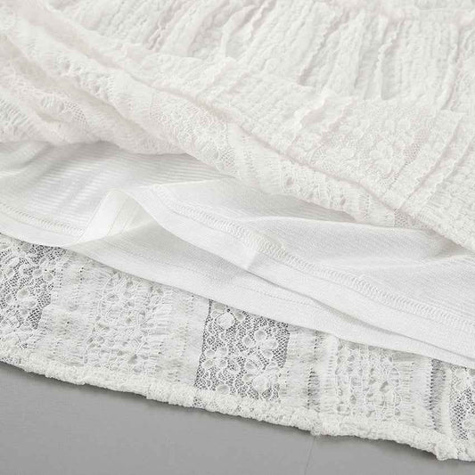 White Lace Casual Vacation A line Skirt Spring Summer Simplicity Lazy Women Clothing