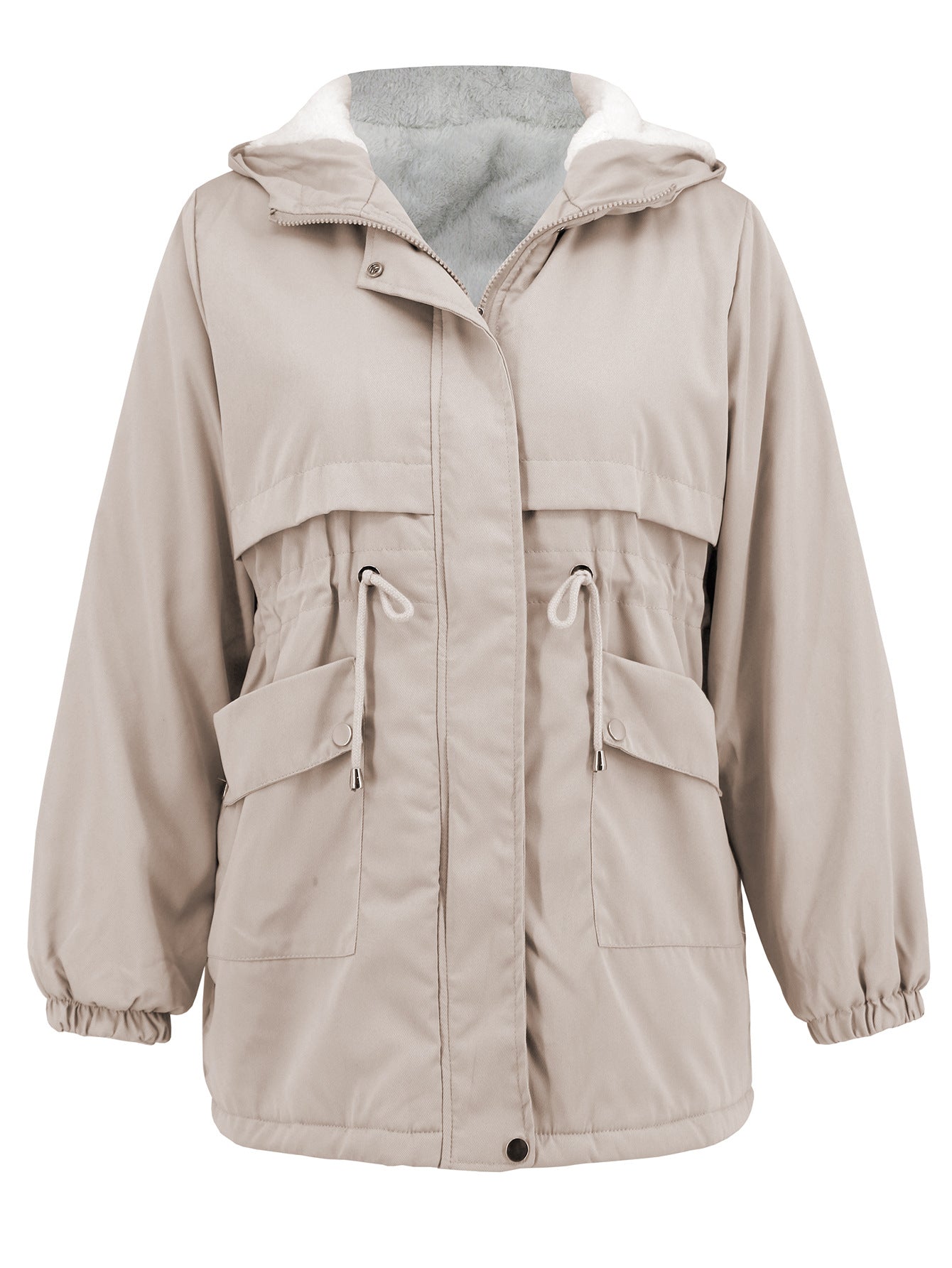 Women Explosive Fur Liner Hooded Zipper Coat Autumn Winter Warm Thickening Shell Jacket - Iyanka