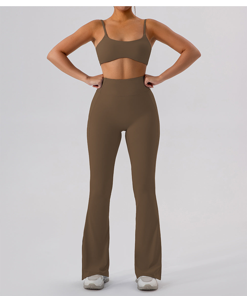 High Waist Skinny Outerwear Sweatpants Dance Nude Feel Hip Lifting Yoga Bell Bottom Pants Skinny Running Wide Leg Pants Women - Iyanka
