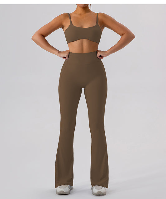 High Waist Skinny Outerwear Sweatpants Dance Nude Feel Hip Lifting Yoga Bell Bottom Pants Skinny Running Wide Leg Pants Women - Iyanka