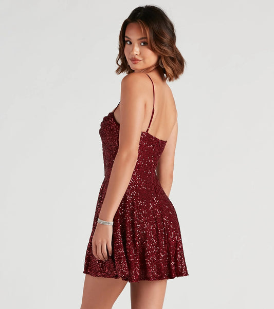 Summer Casual Sexy Sequined Suspender A line Dress Elegant