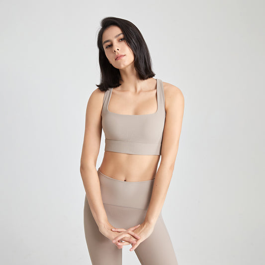 Cross Back U Neck Shockproof Sports Underwear Women Nude Feel Vest Push up Fitness Yoga Wear Bra - Iyanka