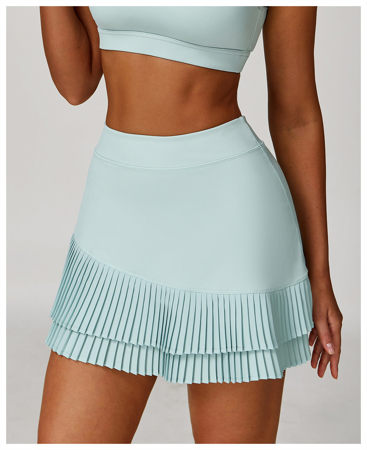 Sports Skirt Nude Feel High Waist Belly Wrap Pleated Skirt Anti Exposure Bottom Shorts Pocket Skirt - Iyanka