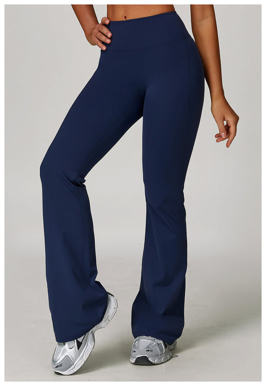 Brushed High Waist Yoga Trousers Tight Wide Leg Bell Bottoms Running Sports Fitness Bootcut Trousers - Iyanka