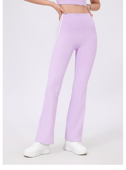 High Waist Yoga Pants Sexy Running Sports Peach Hip Raise Fitness Pants Nude Feel Stretch Flared Pants - Iyanka