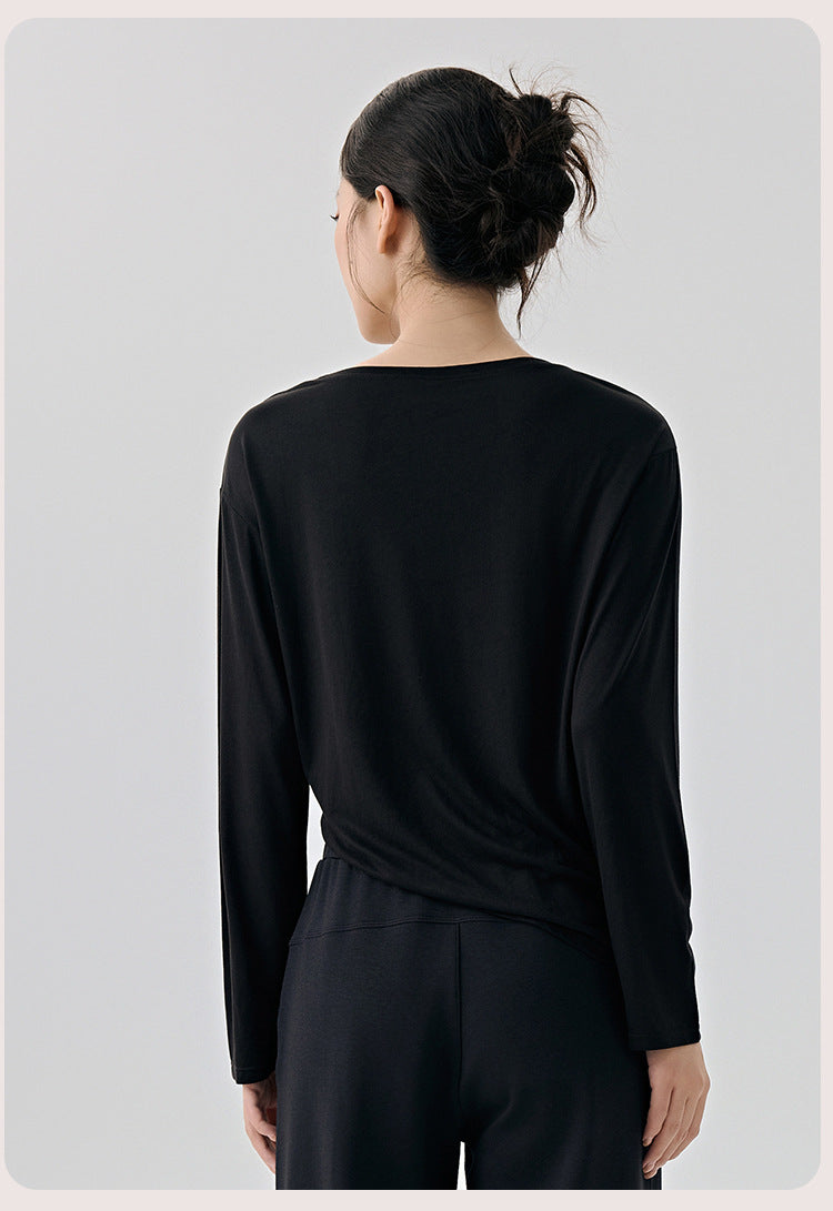 Casual Loose High-Grade Yoga Clothes Blouse Women Side Drawstring Workout Blouse Thin Breathable Sportswear Long Sleeve - Iyanka