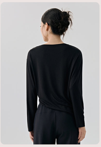 Casual Loose High-Grade Yoga Clothes Blouse Women Side Drawstring Workout Blouse Thin Breathable Sportswear Long Sleeve - Iyanka