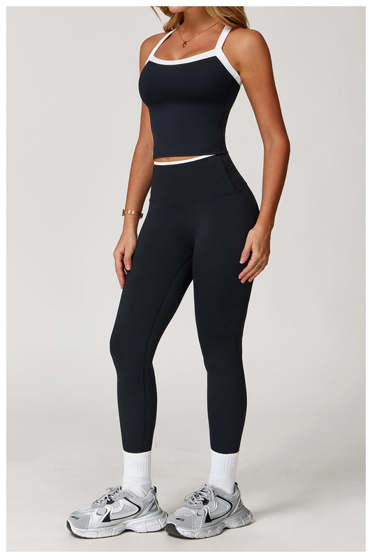 Nude Feel Yoga Pants High Waist Contrast Color Quick Drying Trousers Sports Running Fitness Sports Tights - Iyanka