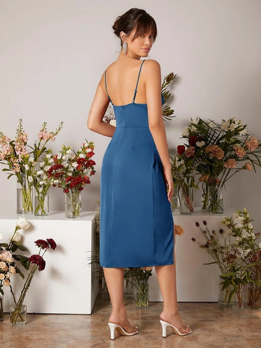 Women Clothing Split Satin Dress Summer Satin Sleeveless Split - Iyanka