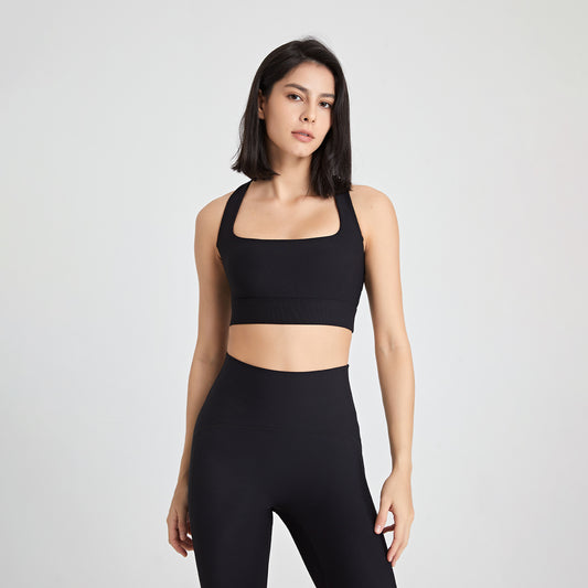 Cross Back U Neck Shockproof Sports Underwear Women Nude Feel Vest Push up Fitness Yoga Wear Bra - Iyanka