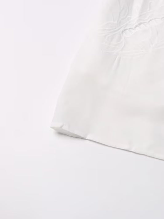 Retro Autumn Polo Collar Long Lantern Sleeve Mid Length with Embroidery Hollow Out Cutout out Solid Color Dress for Women