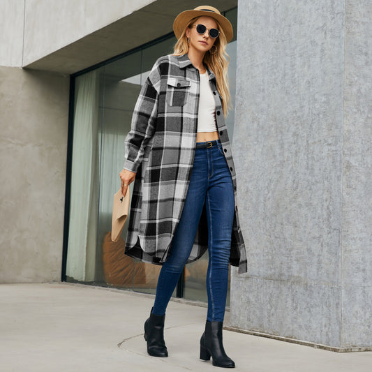 Women Clothing Mid Length Wind Coat Single Breasted Pocket Retro Coat for Women - Iyanka