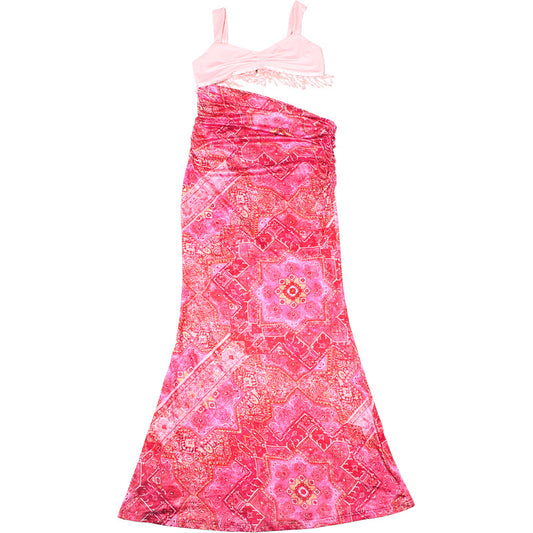 Summer Women Sexy Waist Hollow Out Cutout out Sheath Dress Tassel Cami Dress