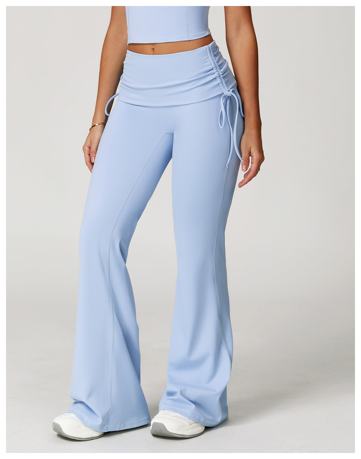 Folding High Waist Flared Pants Nude Feel Wide Leg Slimming Trousers Outdoor Running Fitness Sports Flared Pants - Iyanka