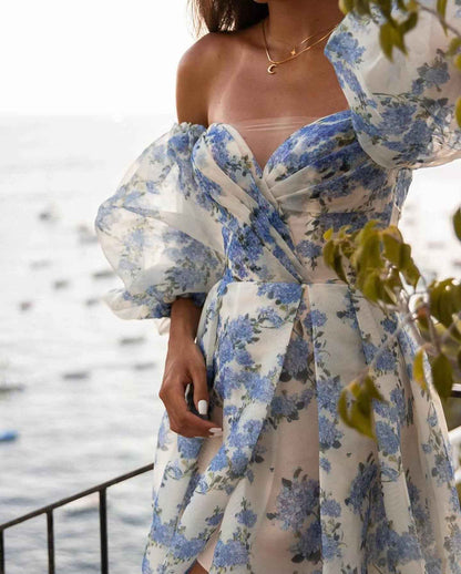 Elegant Evening Dress - Tube Top Long Evening Dress with High End Split and Suspenders