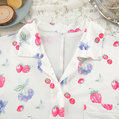 Autumn Knitted Cardigan Heart Printing Pajamas Two Piece Set Casual Comfortable Ladies Homewear - Iyanka