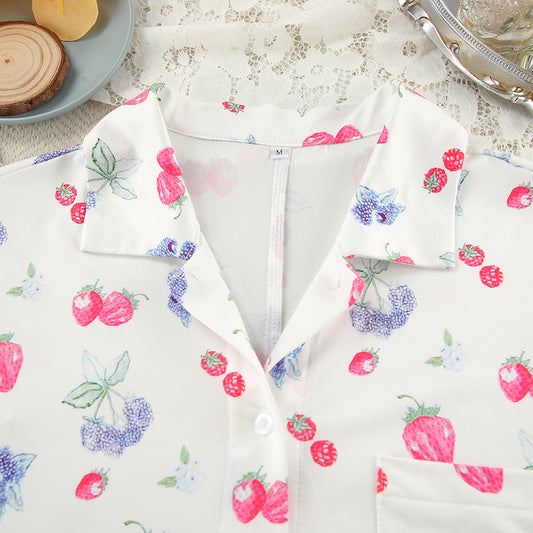 Autumn Knitted Cardigan Heart Printing Pajamas Two Piece Set Casual Comfortable Ladies Homewear - Iyanka